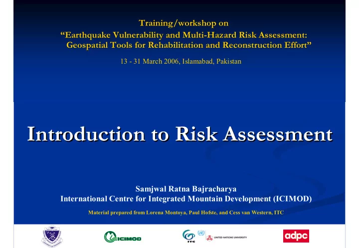 introduction to risk assessment introduction to risk