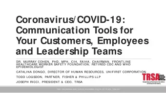 Coronavirus/COVID-19:  Communication Tools for  Your Customers, Employees  and Leadership Teams