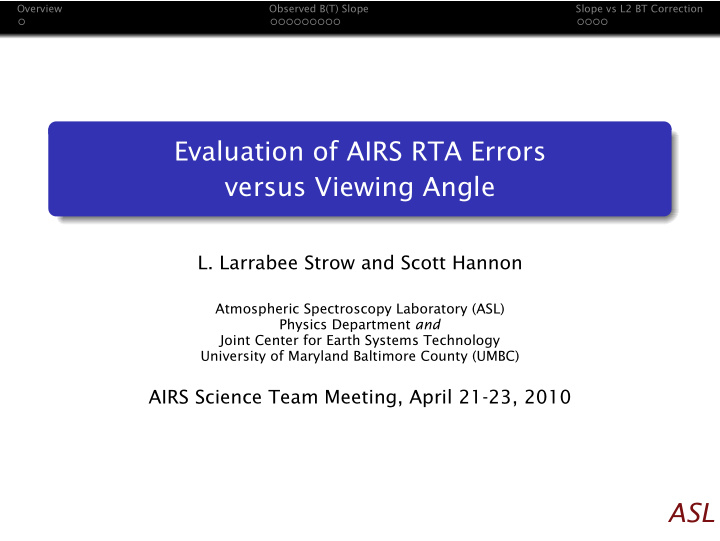 evaluation of airs rta errors versus viewing angle