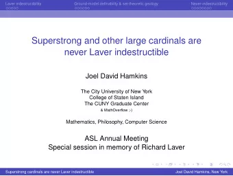 Superstrong and other large cardinals are  never Laver indestructible  Joel David Hamkins  The City