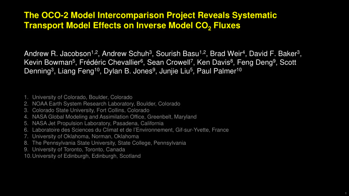 the oco 2 model intercomparison project reveals