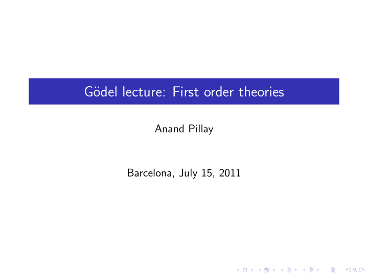 g odel lecture first order theories