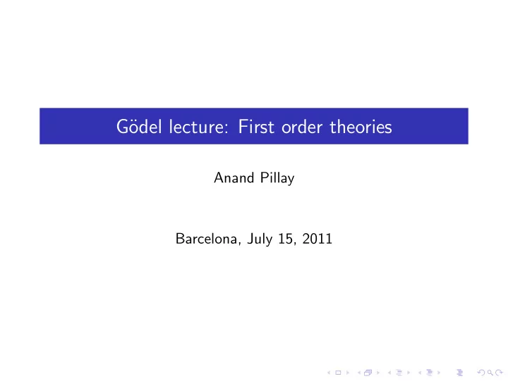 g odel lecture first order theories