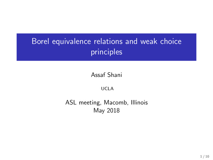 borel equivalence relations and weak choice principles