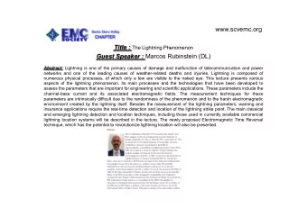 www.scvemc.org Title : The Lightning Phenomenon Guest Speaker : Marcos Rubinstein (DL) Abstract: