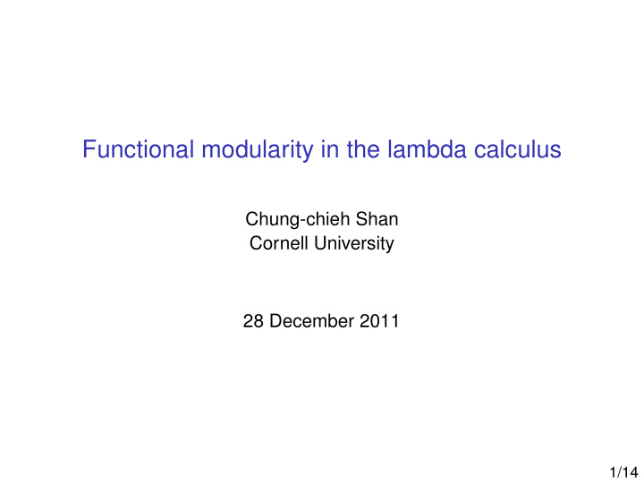 functional modularity in the lambda calculus