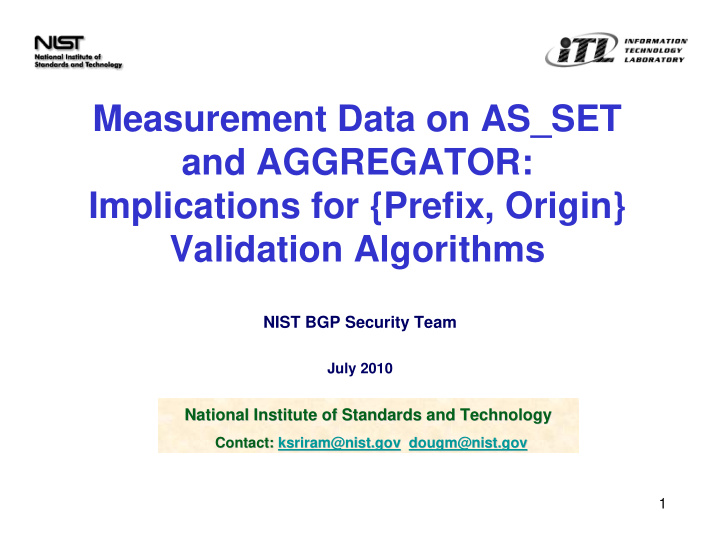 measurement data on as set and aggregator implications