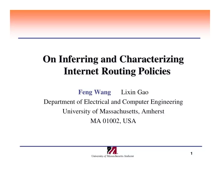 on inferring and characterizing on inferring and