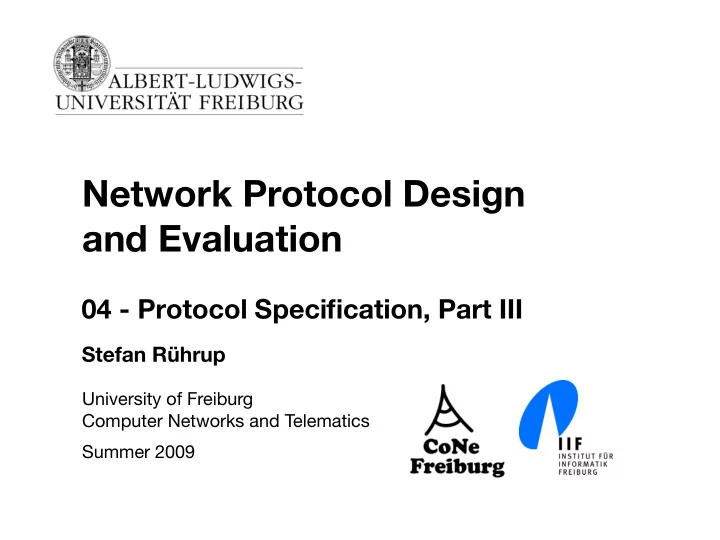 network protocol design and evaluation