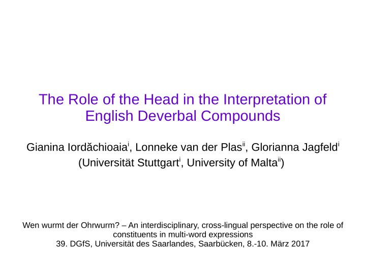 the role of the head in the interpretation of english