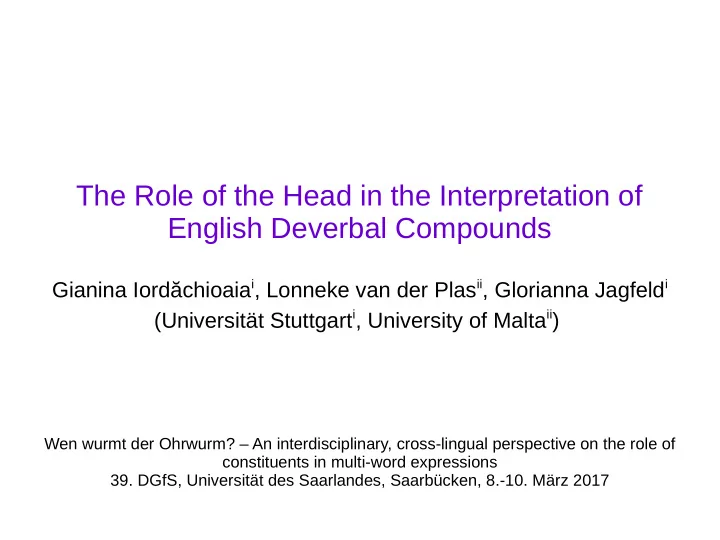 the role of the head in the interpretation of english