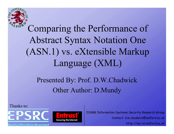 comparing the performance of abstract syntax notation one