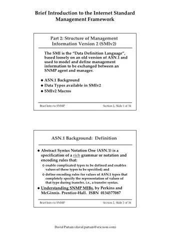 Brief Introduction to the Internet Standard  Management Framework  Part 2: Structure of Management