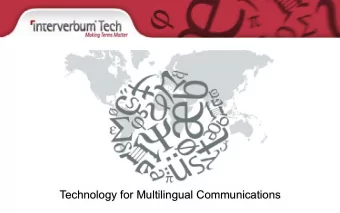 Technology for Multilingual Communications  TermWeb 3.9  The most powerful terminology management