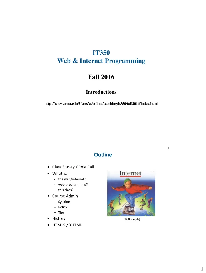 it350 web internet programming fall 2016