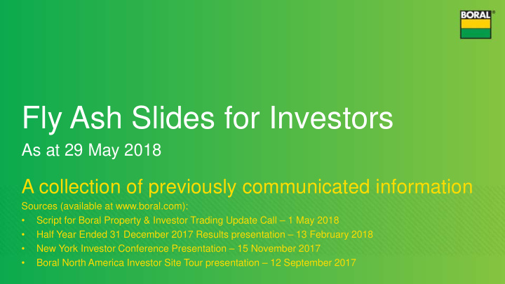 fly ash slides for investors