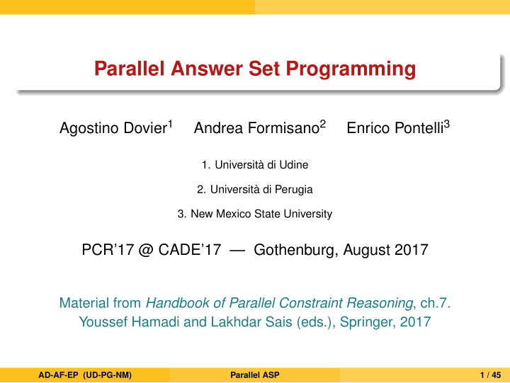 parallel answer set programming
