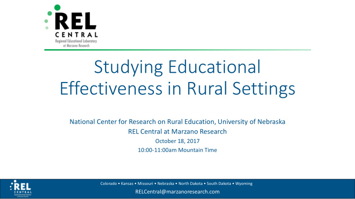 studying educational effectiveness in rural settings