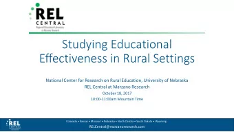 Studying Educational  Effectiveness in Rural Settings  National Center for Research on Rural