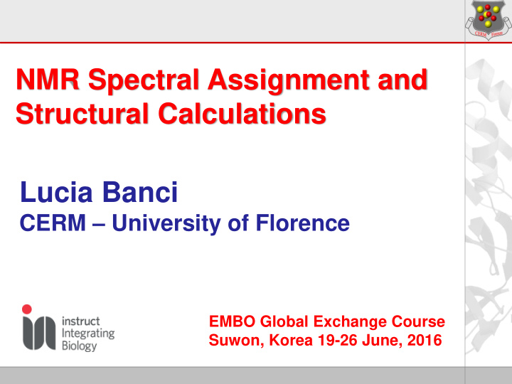 nmr spectral assignment and structural calculations lucia