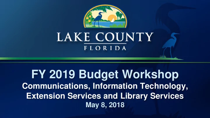 fy 2019 budget workshop