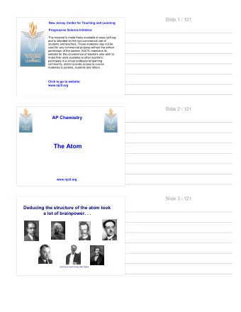 AP Chemistry  The Atom  www.njctl.org  Slide 3 / 121  Deducing the structure of the atom took  a