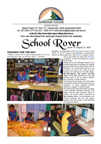 THOUGHT FOR THE DAY  means &quot;on par&quot; or &quot;equal to&quot; and describes a young person