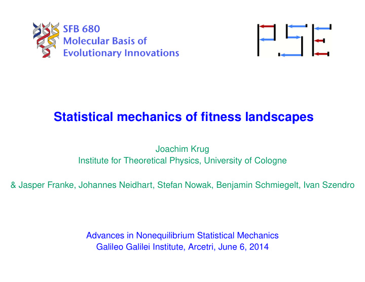 statistical mechanics of fitness landscapes