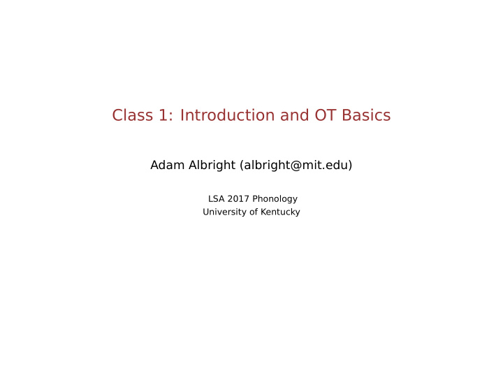 class 1 introduction and ot basics