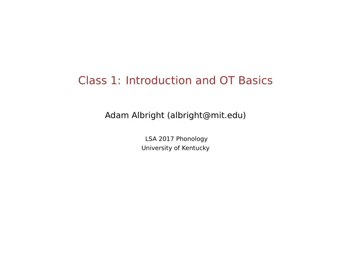 class 1 introduction and ot basics