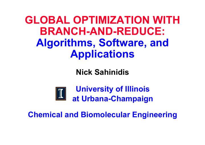 global optimization with branch and reduce algorithms