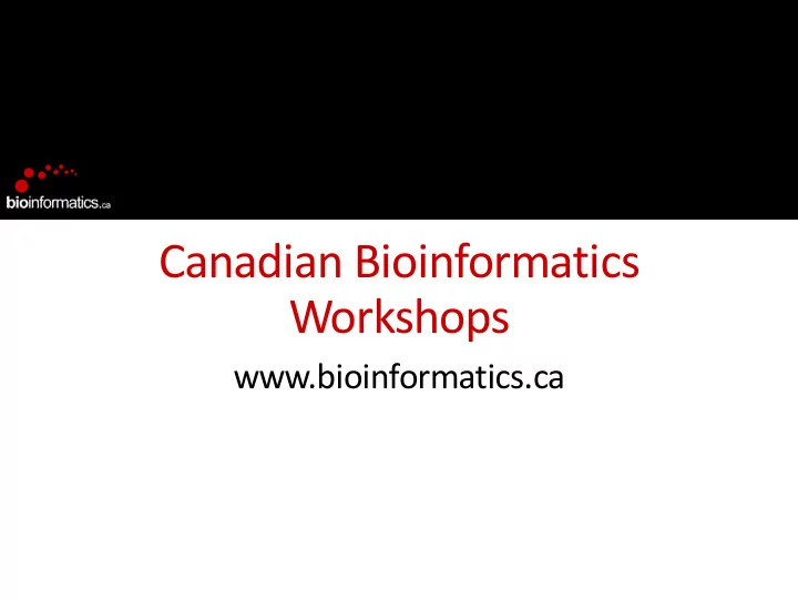 canadian bioinformatics workshops