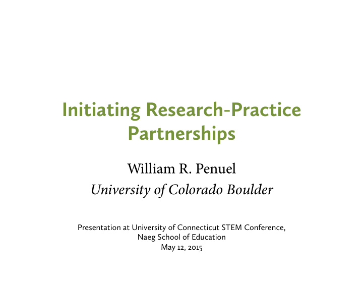 initiating research practice partnerships