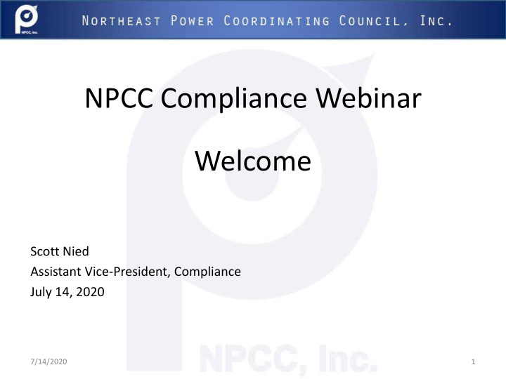 npcc compliance webinar welcome