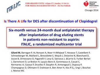 after implantation of drug eluting stents  in patients non-resistant to aspirin:  ITALIC, a
