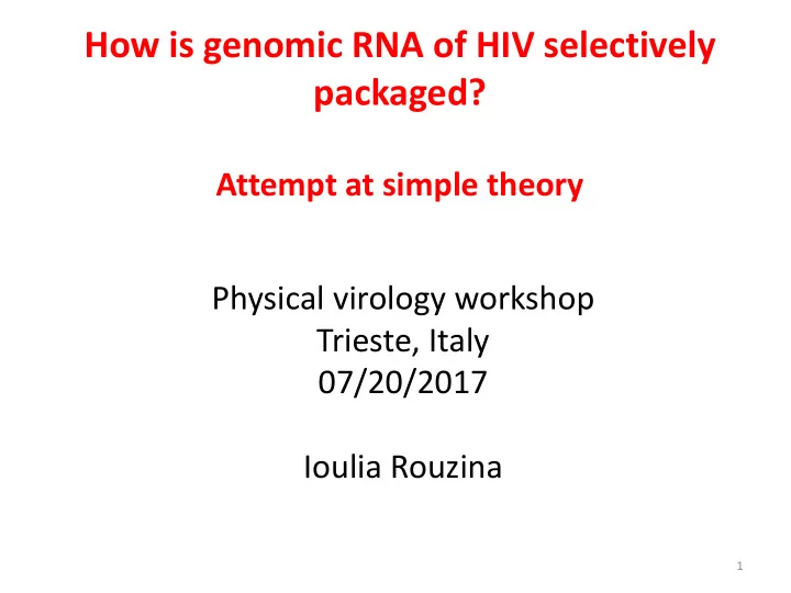 how is genomic rna of hiv selectively packaged