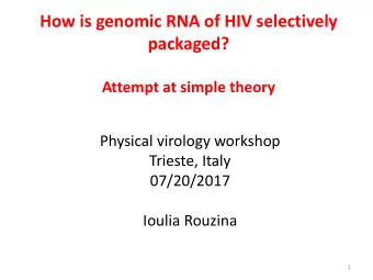 How is genomic RNA of HIV selectively  packaged?  Attempt at simple theory  Physical virology