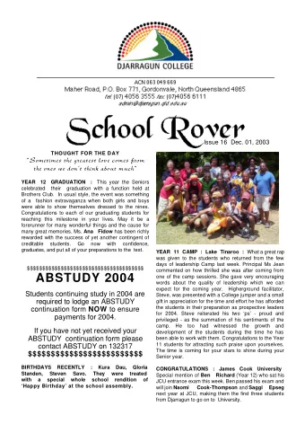 ABSTUDY 2004  one of the camp sessions. She gave very encouraging  words about the quality of