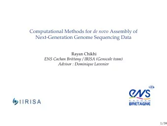 Computational Methods for de novo Assembly of  Next-Generation Genome Sequencing Data  Rayan Chikhi
