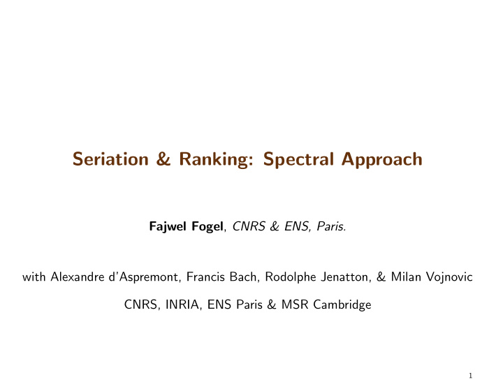 seriation ranking spectral approach