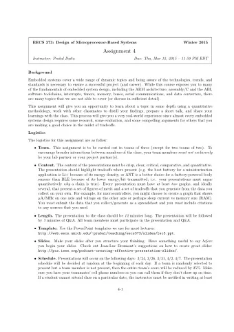 Assignment 4  Instructor: Prabal Dutta  Due: Thu, Mar 12, 2015  11:59 PM EDT  Background