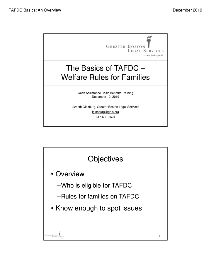 the basics of tafdc welfare rules for families