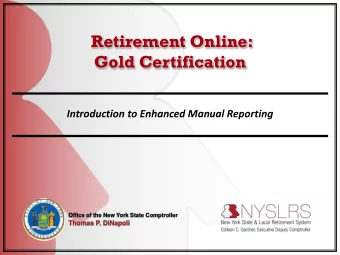 Gold Certification  Introduction to Enhanced Manual Reporting  Office of the New York State
