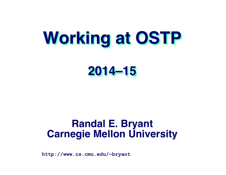 working at ostp