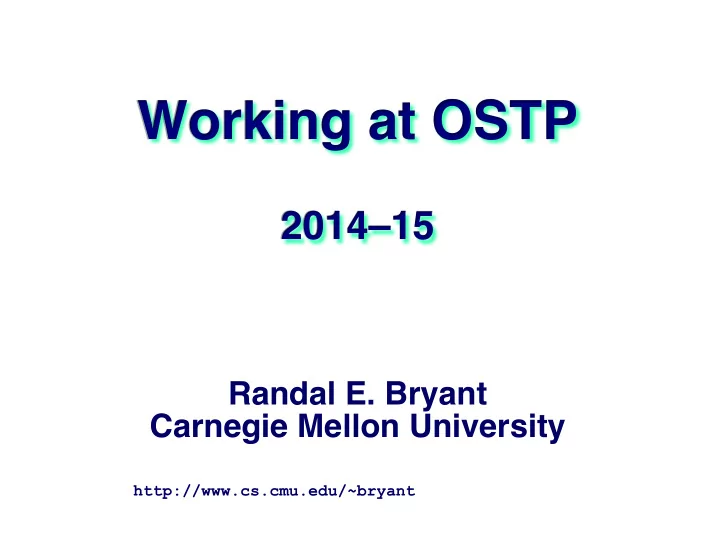 working at ostp