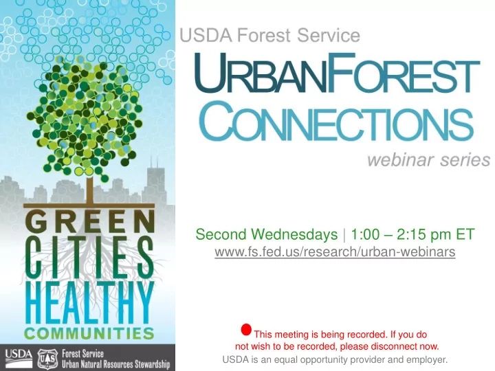 second wednesdays 1 00 2 15 pm et