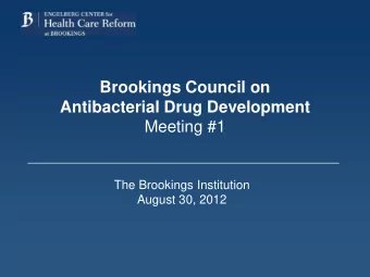 Meeting #1  The Brookings Institution  August 30, 2012  Report on the CTTI Statistics  Think Tank