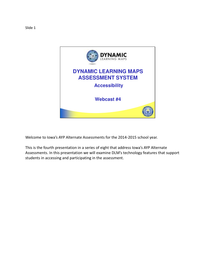dynamic learning maps assessment system