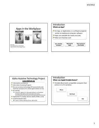 4/5/2012 What is an App? What is an App? An App, or Application, is a software program similar to
