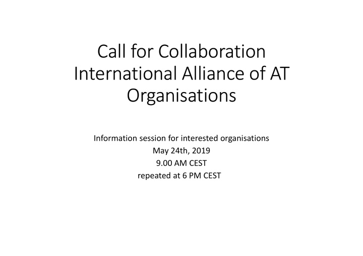 call for collaboration international alliance of at